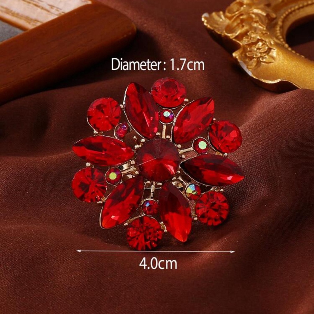 Large Red Rhinestone Decor Flower Ring - Picture 4 of 5